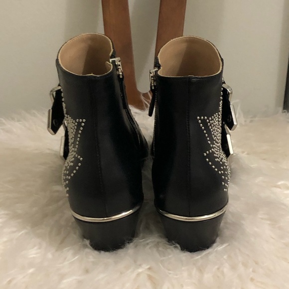 💥 CHLOE Susanna Bootie Black Leather Silver Studs Sz 36.5 NEW - Picture 6 of 8